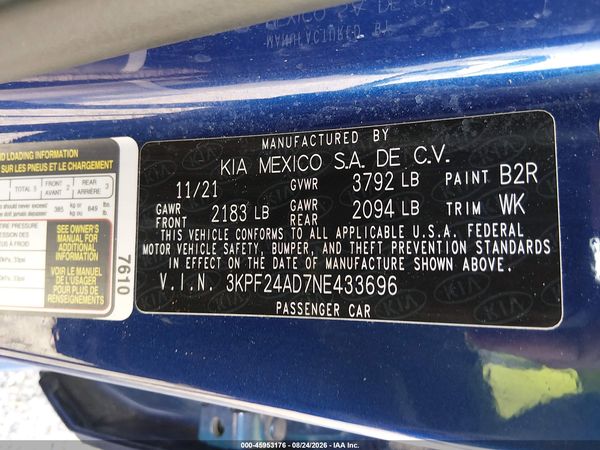 2022 KIA FORTE LXS