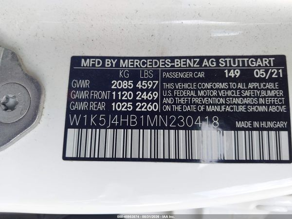 2021 MERCEDES-BENZ CLA 250 4MATIC