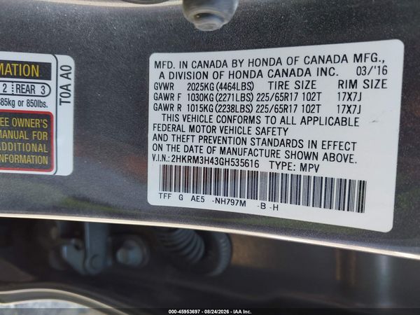2016 HONDA CR-V SE