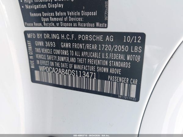 2013 PORSCHE BOXSTER — I9