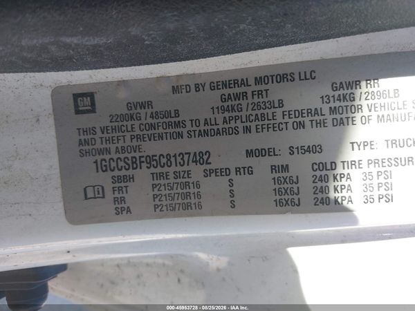2012 CHEVROLET COLORADO WORK TRUCK — I9