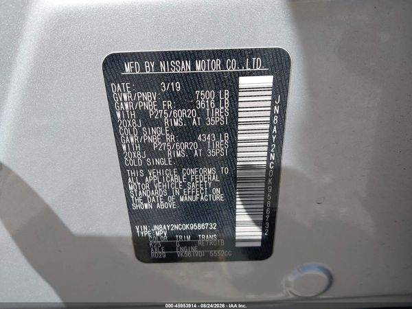 2019 NISSAN ARMADA SL — I9