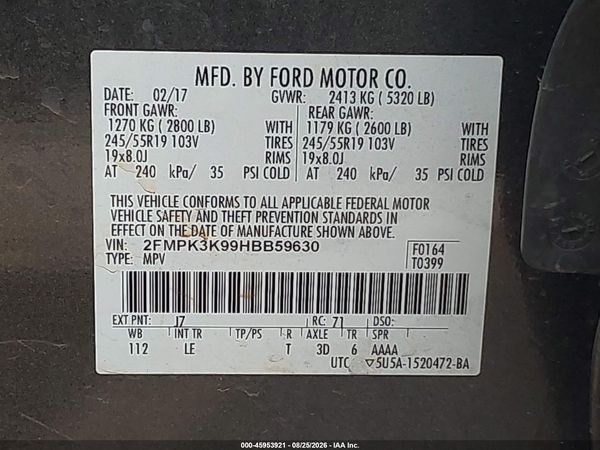 2017 FORD EDGE TITANIUM — I9