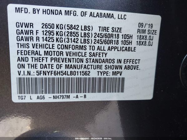 2020 HONDA PILOT AWD EX-L