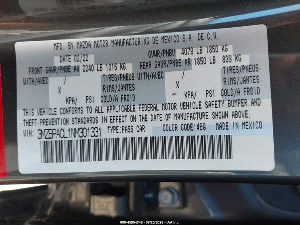 2022 MAZDA MAZDA3 PREFERRED