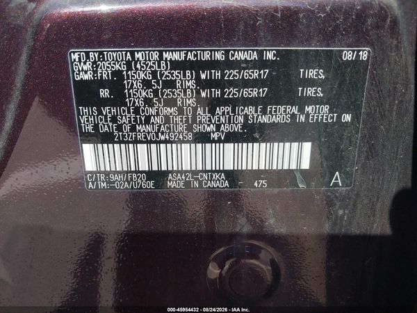 2018 TOYOTA RAV4 LE — I9