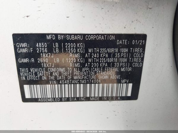 2021 SUBARU OUTBACK LIMITED