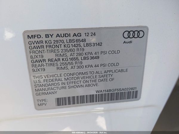 2025 AUDI Q6 E-TRON PREMIUM QUATTRO — I9