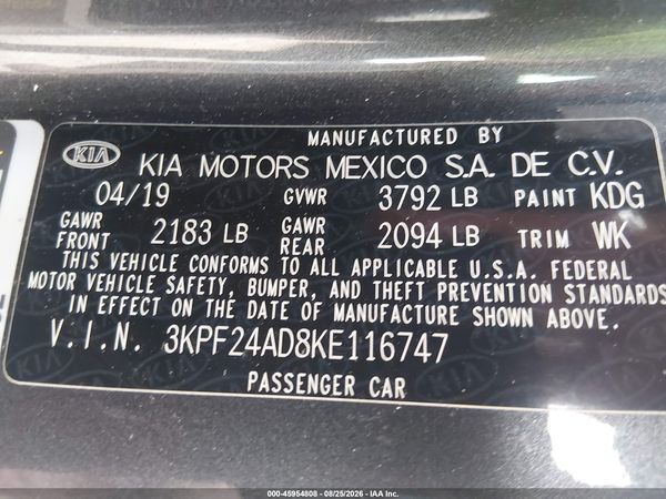 2019 KIA FORTE LXS