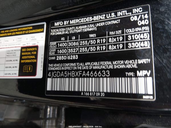 2015 MERCEDES-BENZ ML 350 4MATIC
