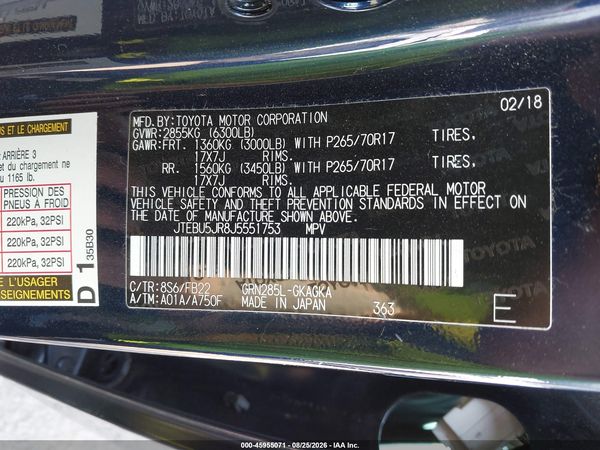 2018 TOYOTA 4RUNNER SR5