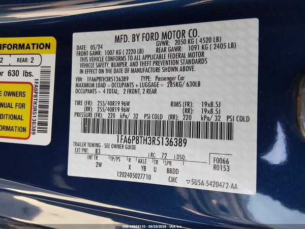 2024 FORD MUSTANG ECOBOOST FASTBACK