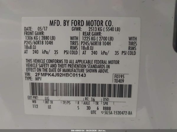 2017 FORD EDGE SEL
