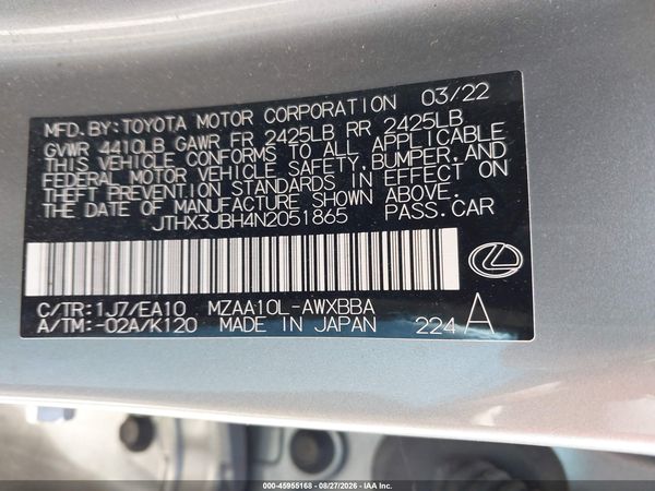 2022 LEXUS UX 200 200 Base — I9