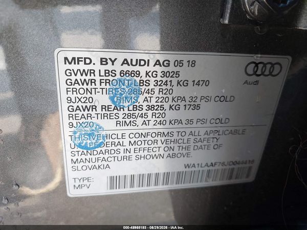 2018 AUDI Q7 3.0T PREMIUM