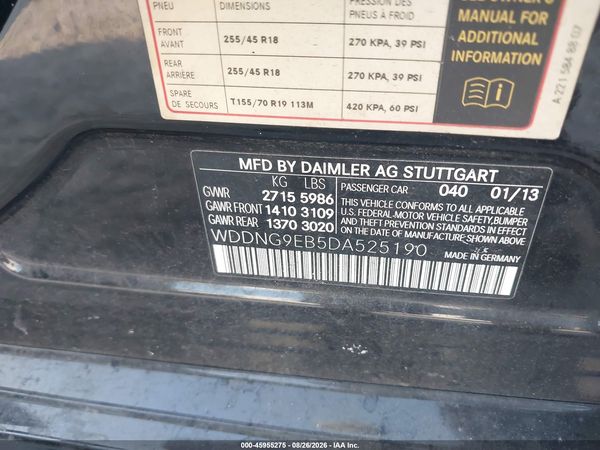 2013 MERCEDES-BENZ S 550 4MATIC — I9