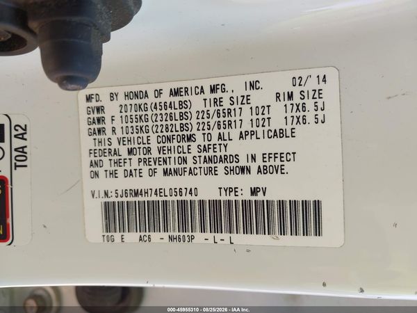2014 HONDA CR-V EX-L — I9