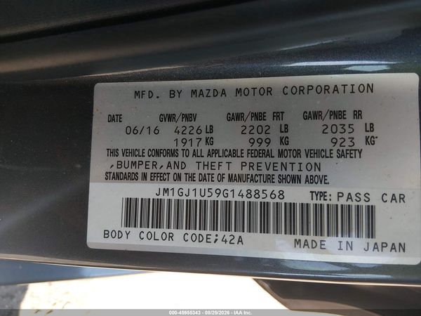 2016 MAZDA MAZDA6 I SPORT