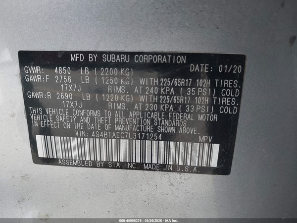 2020 SUBARU OUTBACK PREMIUM — I9