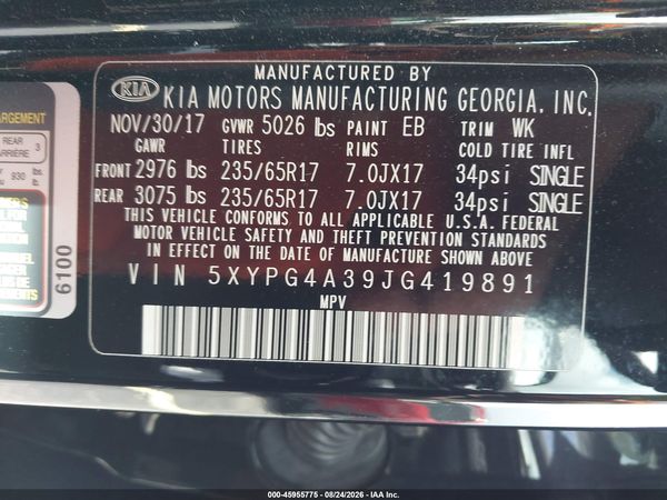 2018 KIA SORENTO 2.4L LX — I9