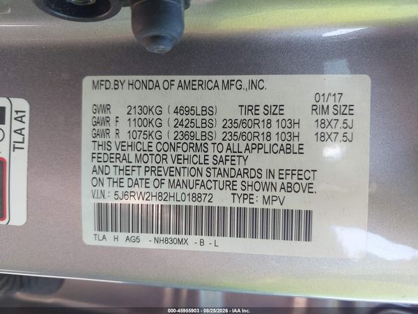 2017 HONDA CR-V EX-L/EX-L NAVI — I9