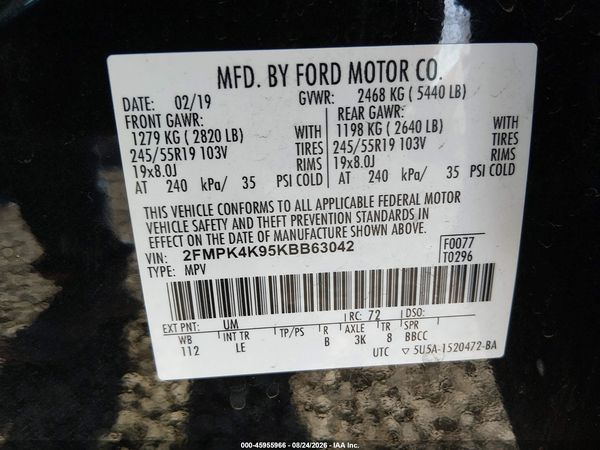 2019 FORD EDGE TITANIUM — I9