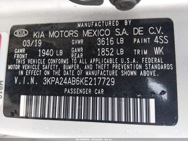 2019 KIA RIO S — I9