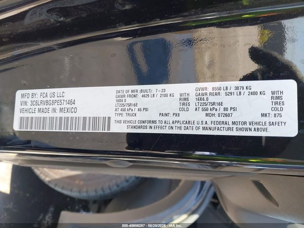 2023 RAM PROMASTER 1500 HIGH ROOF 136 WB — I9
