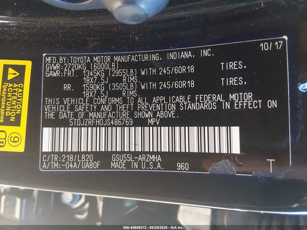 2018 TOYOTA HIGHLANDER XLE