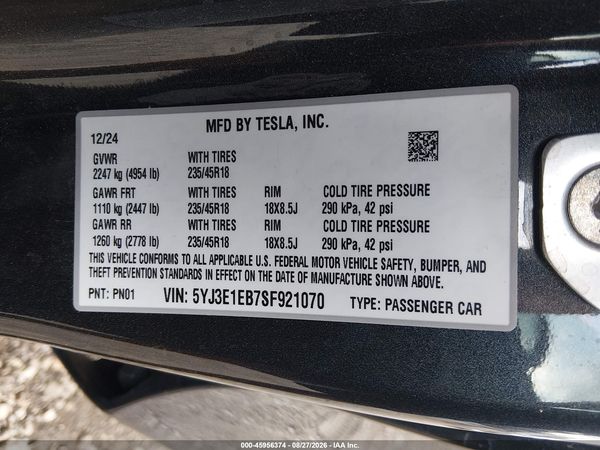2025 TESLA MODEL 3 — I9