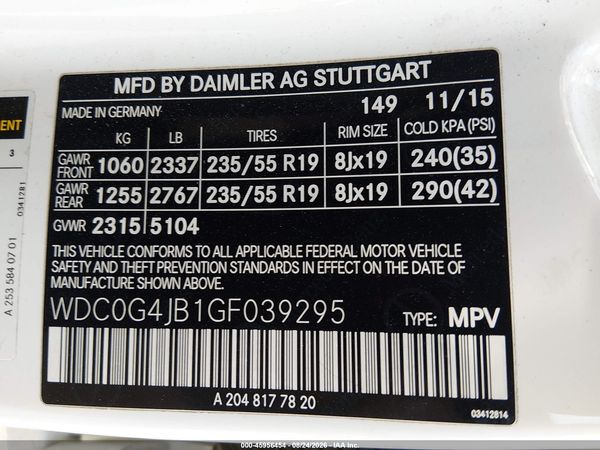 2016 MERCEDES-BENZ GLC 300 GLC300 — I9