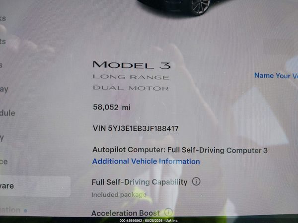 2018 TESLA MODEL 3 LONG RANGE/PERFORMANCE