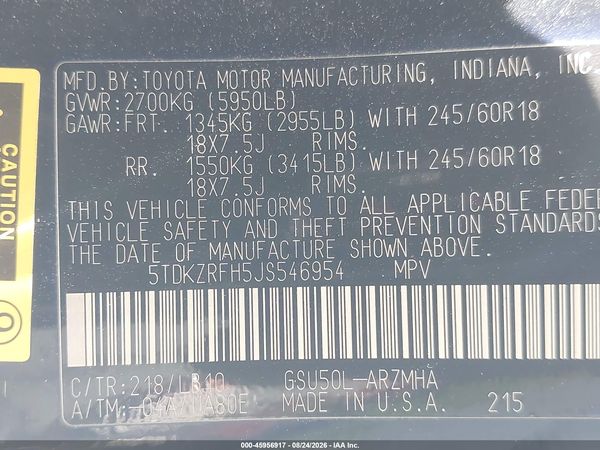 2018 TOYOTA HIGHLANDER XLE — I9