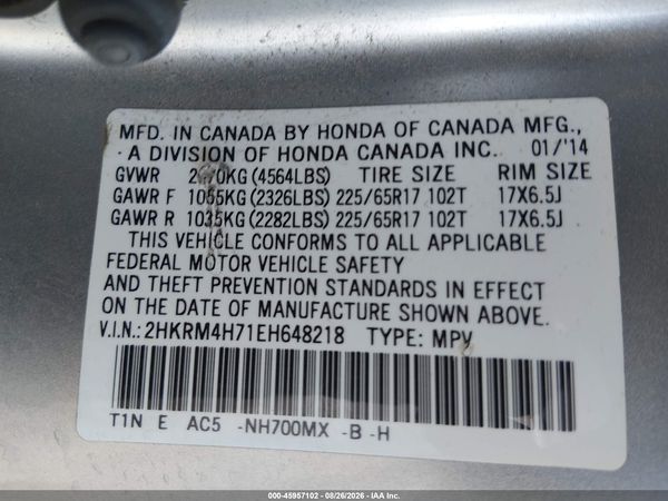 2014 HONDA CR-V EX-L — I9