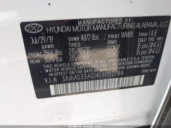 2020 HYUNDAI SANTA FE SEL