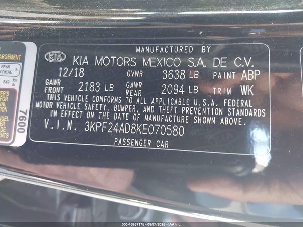 2019 KIA FORTE FE/LX/LXS