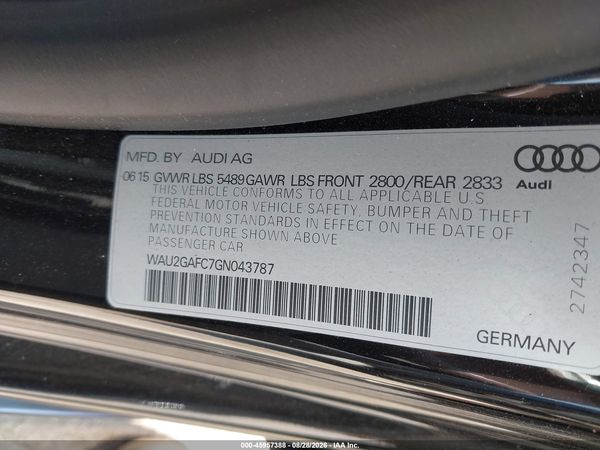 2016 AUDI A7 3.0 PRESTIGE — I9