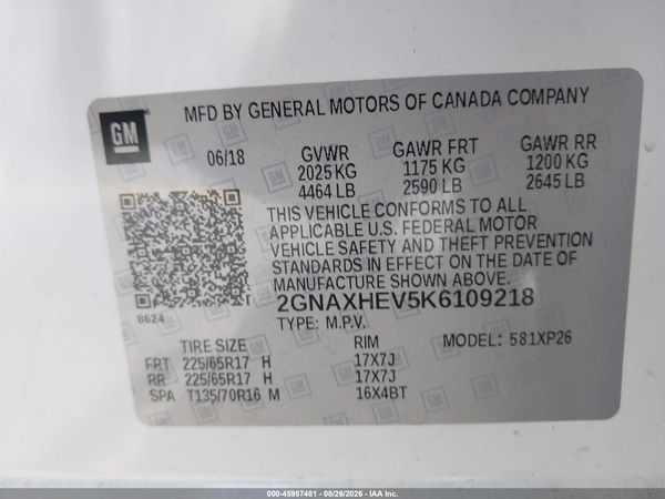 2019 CHEVROLET EQUINOX LS — I9