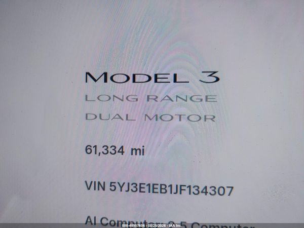 2018 TESLA MODEL 3 LONG RANGE/PERFORMANCE