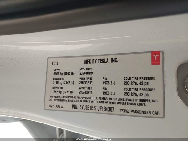2018 TESLA MODEL 3 LONG RANGE/PERFORMANCE