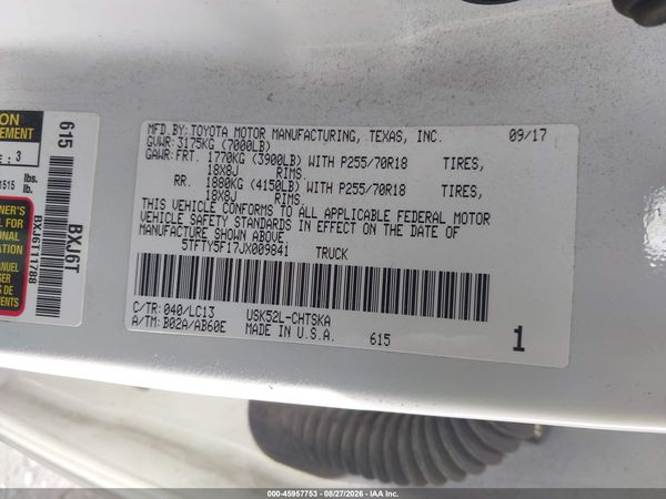 2018 TOYOTA TUNDRA SR 5.7L V8