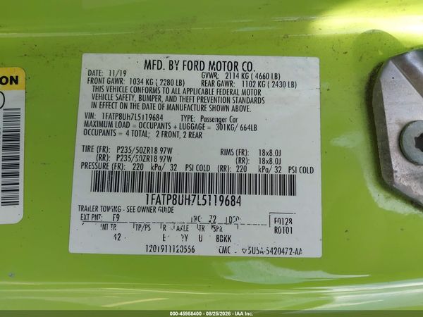 2020 FORD MUSTANG ECOBOOST PREMIUM