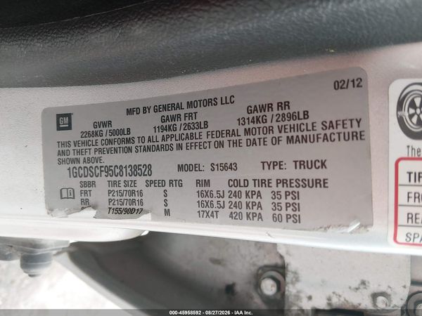 2012 CHEVROLET COLORADO LT W/1LT — I9