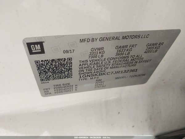 2018 CHEVROLET TAHOE LT — I9