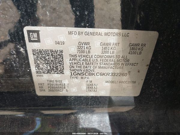 2019 CHEVROLET TAHOE LT — I9