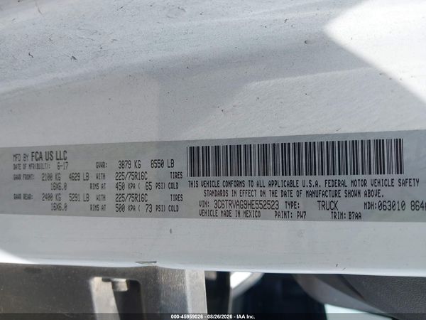 2017 RAM PROMASTER 1500 LOW ROOF 136 WB