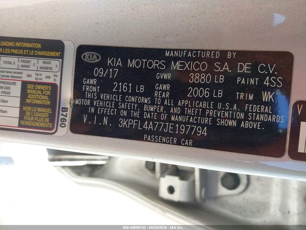 2018 KIA FORTE LX