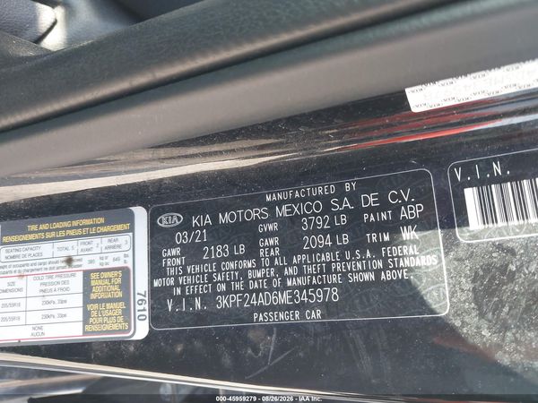 2021 KIA FORTE LXS — I9