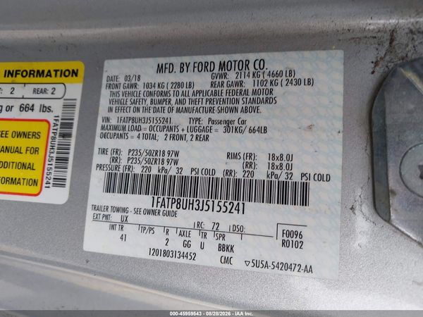 2018 FORD MUSTANG ECOBOOST PREMIUM