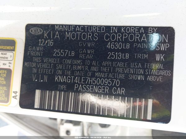 2017 KIA OPTIMA HYBRID Hybrid Base — I9